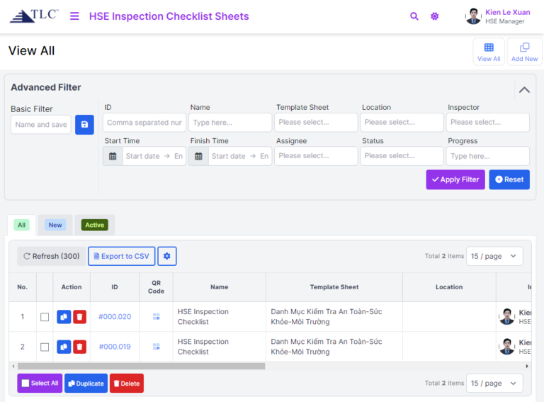 » HSE Inspection Checklist